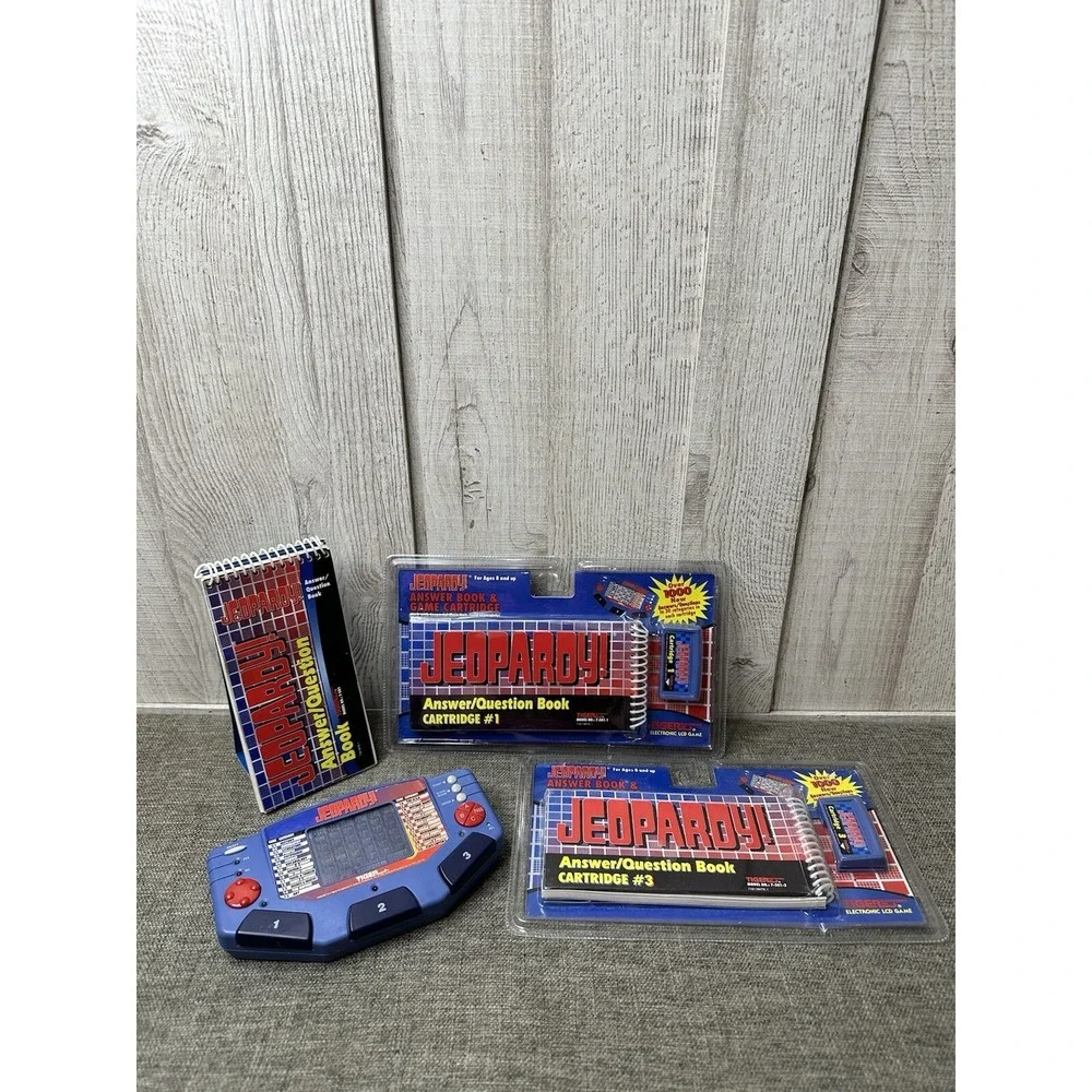 Tiger Jeopardy Handheld Electronic Game w/ 3 Cartridges & Question Answer Books